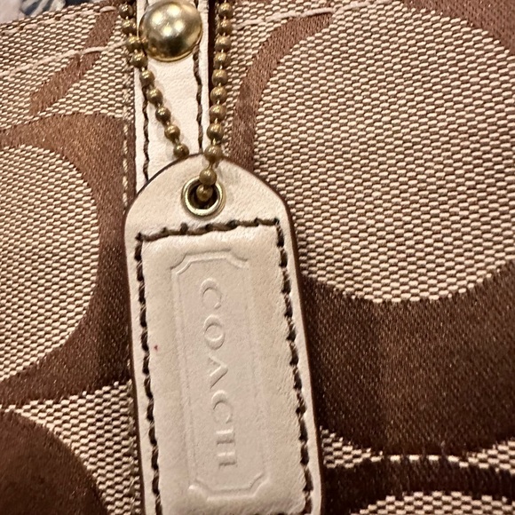 COACH Monogram Rainbow Stripe Canvas Satchel - Picture 3 of 10